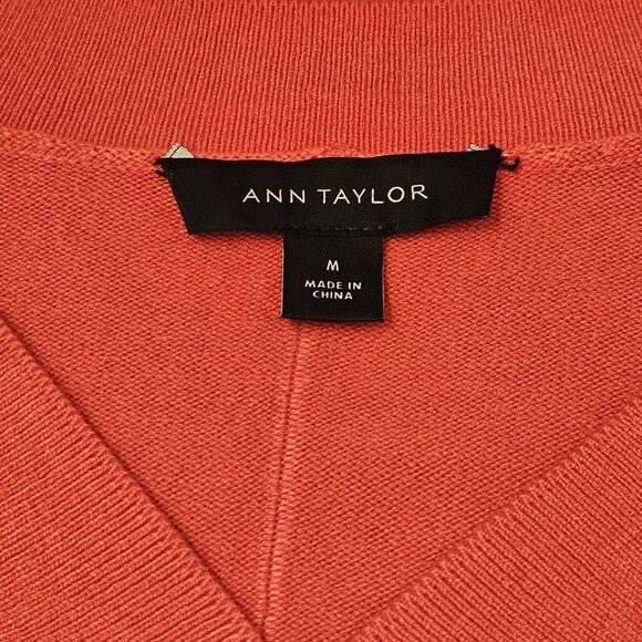 ANN TAYLOR - Silk blend - Comfy orange pullover v-neck dolman sweater - Picture 8 of 8